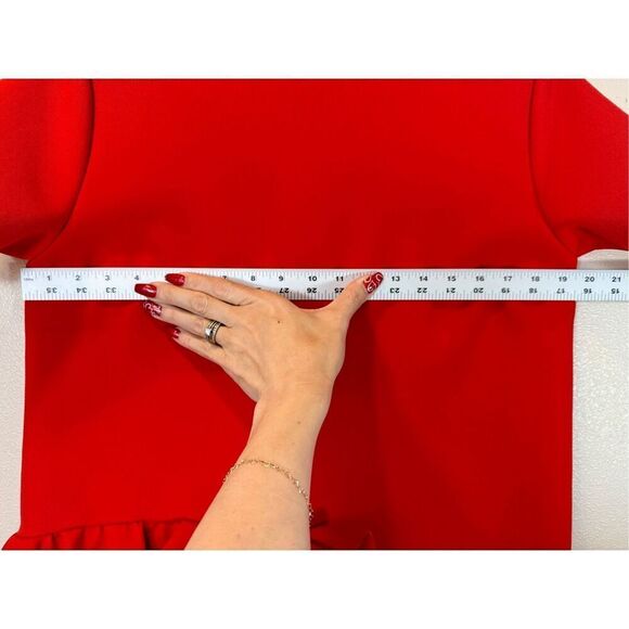 NWOT MSGM Red Short Sleeve Ruffle Detail Structured Dress Women's Size 42 8US - Picture 8 of 10
